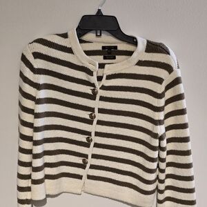 Massimo Dutti Brown and Cream Striped Cardigan
